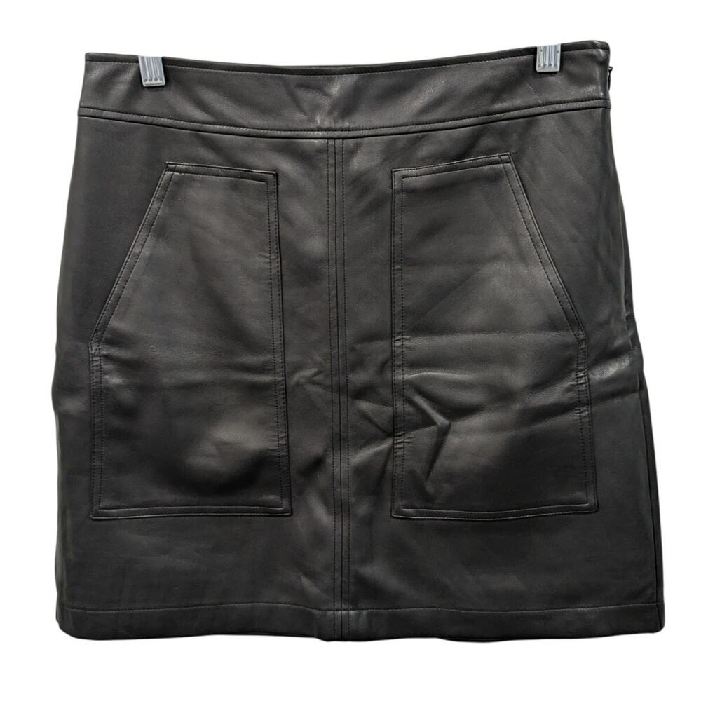 Loft Faux Vegan Leather Black Mini Skirt Size 4